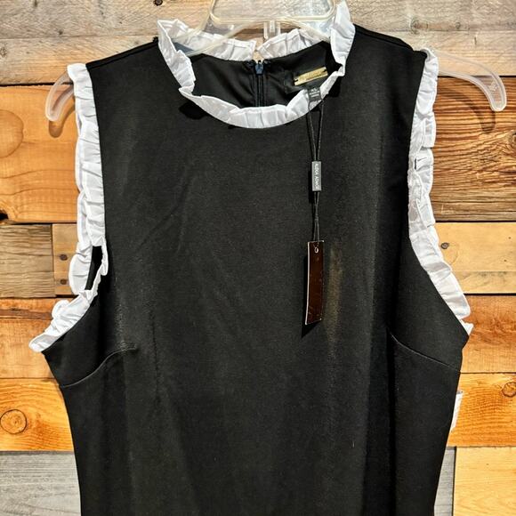 NWT Alexia Admor Blair Sleeveless Ruffle Trim Sheath Dress Black/White Size XL - Picture 7 of 16